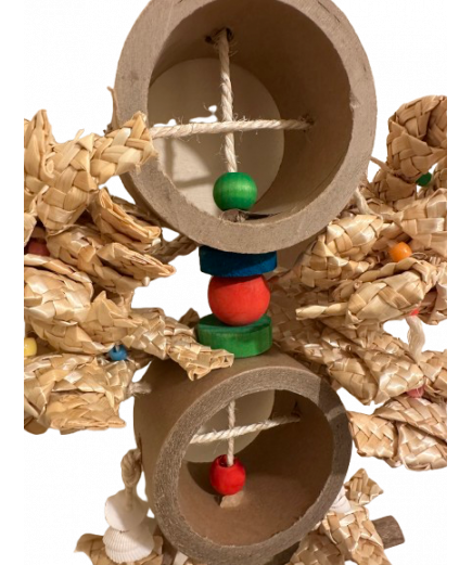 Parrot-Supplies Chunky Cardboard Rings With Woven Palm Leaf Parrot Toy Parrot-Supplies Chunky Cardboard Rings With Woven Palm Leaf Parrot Toy